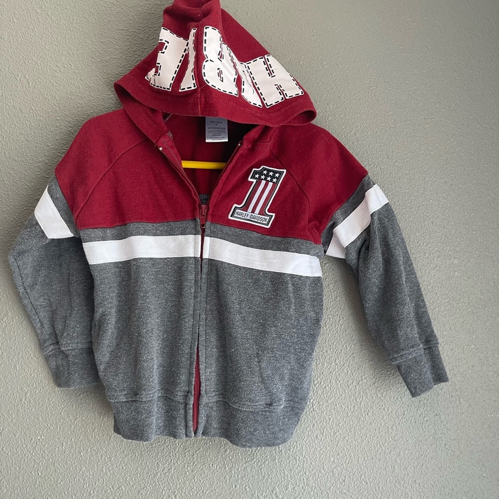 Harley-Davidson Kids Red and Gray Zip-Up Hoodie